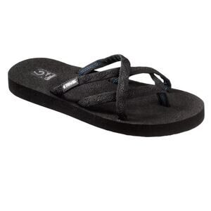 Teva Womens Olowahu Flip Flop Strappy Sandals Size 10 Slip On Black 6840 Beachy